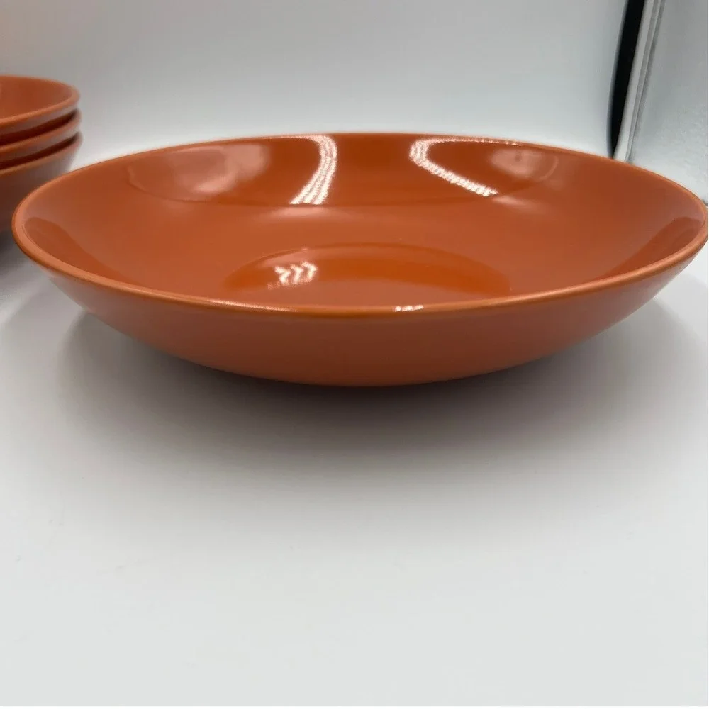 IKEA Fargklar Salad Bowls 4pc 9.5in Rust Orange Very Good Glossy Stoneware - Picture 4 of 8